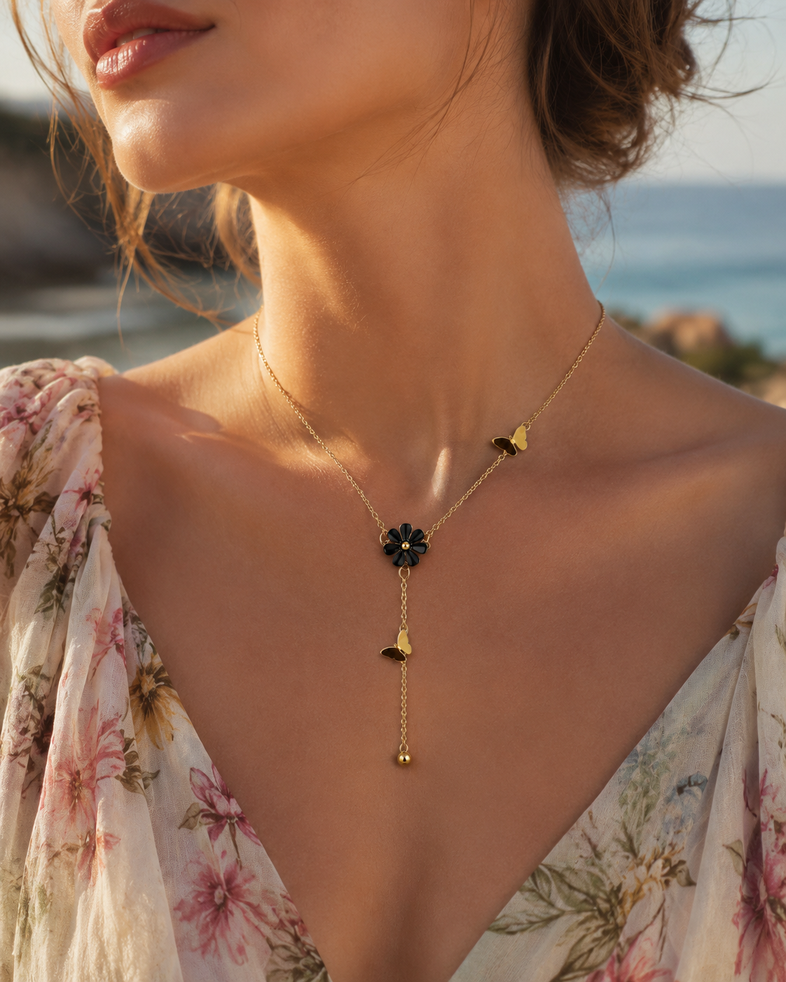 Midnight Bloom Butterfly Necklace (GOLDEN)